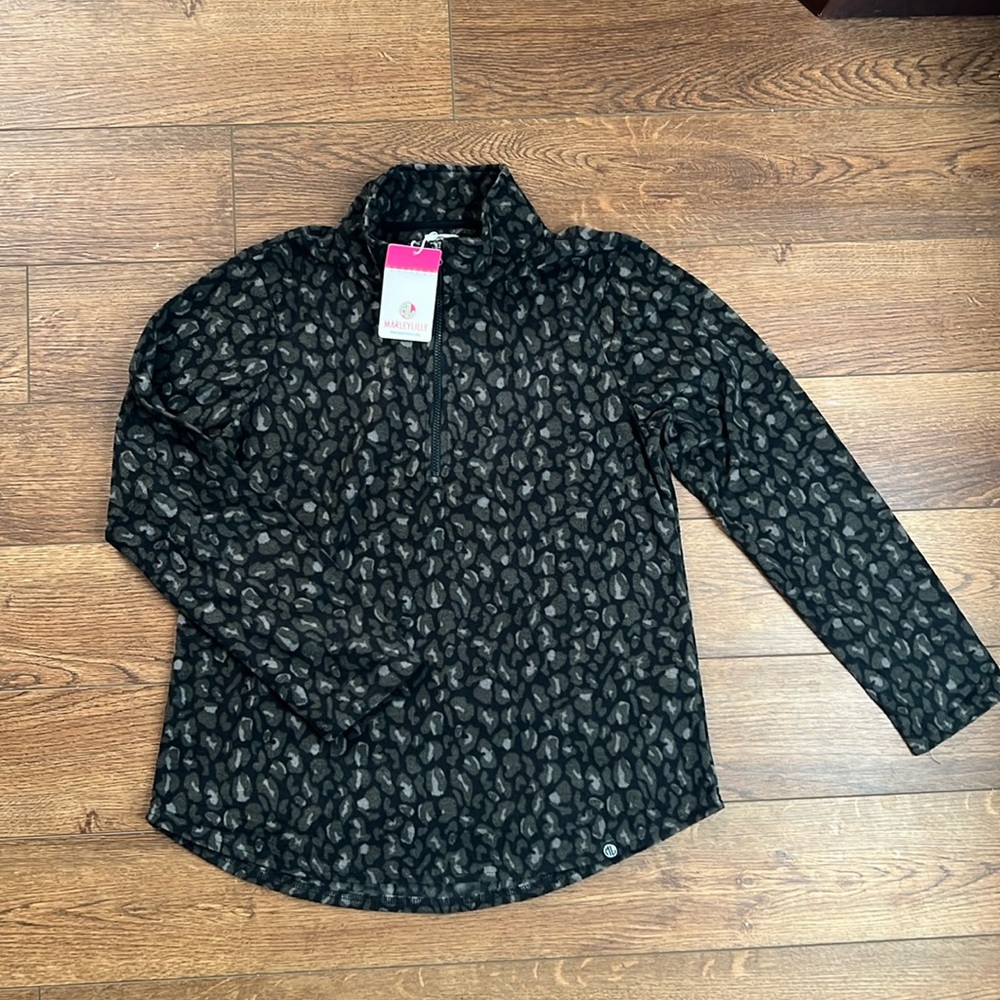NWT MarleyLilly Leopard Fleece 1/4 Zip Pullover - Women’s Large